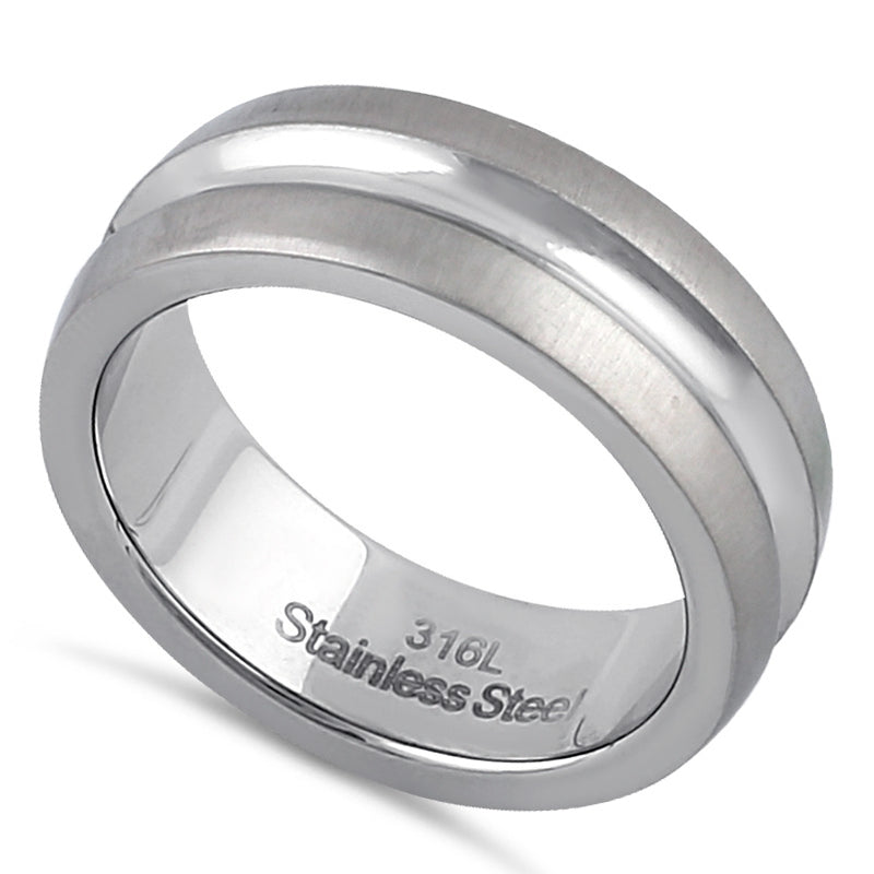 Stainless Steel Men's 7mm Brushed Polish Wedding Band