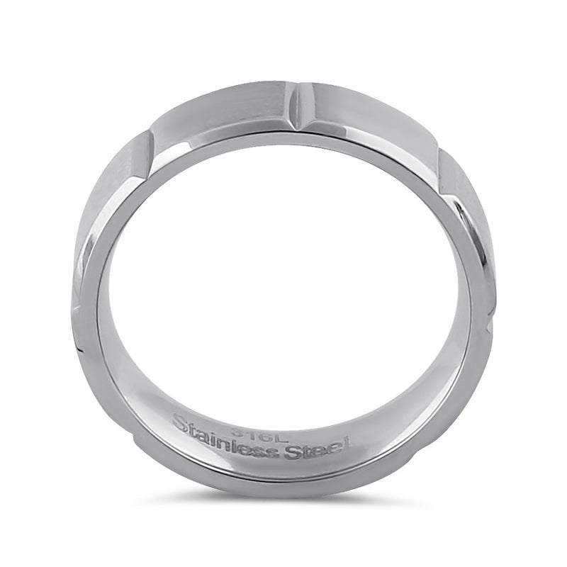 Stainless Steel Men's 6mm Brushed Groove Wedding Band