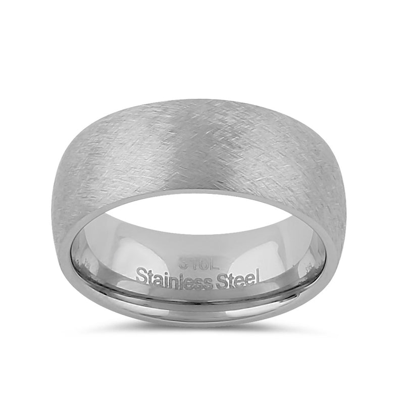Stainless Steel Men's 8mm Mixed Brushed Rounded Wedding Band