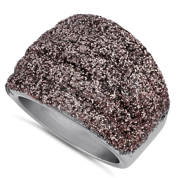 Stainless Steel Thick Brown Stardust Ring
