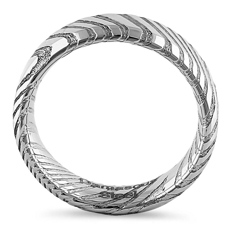 Stainless Damascus Steel 6mm Unique Pattern Band