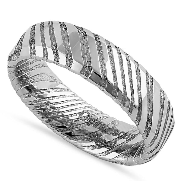 Stainless Damascus Steel 6mm Unique Pattern Band