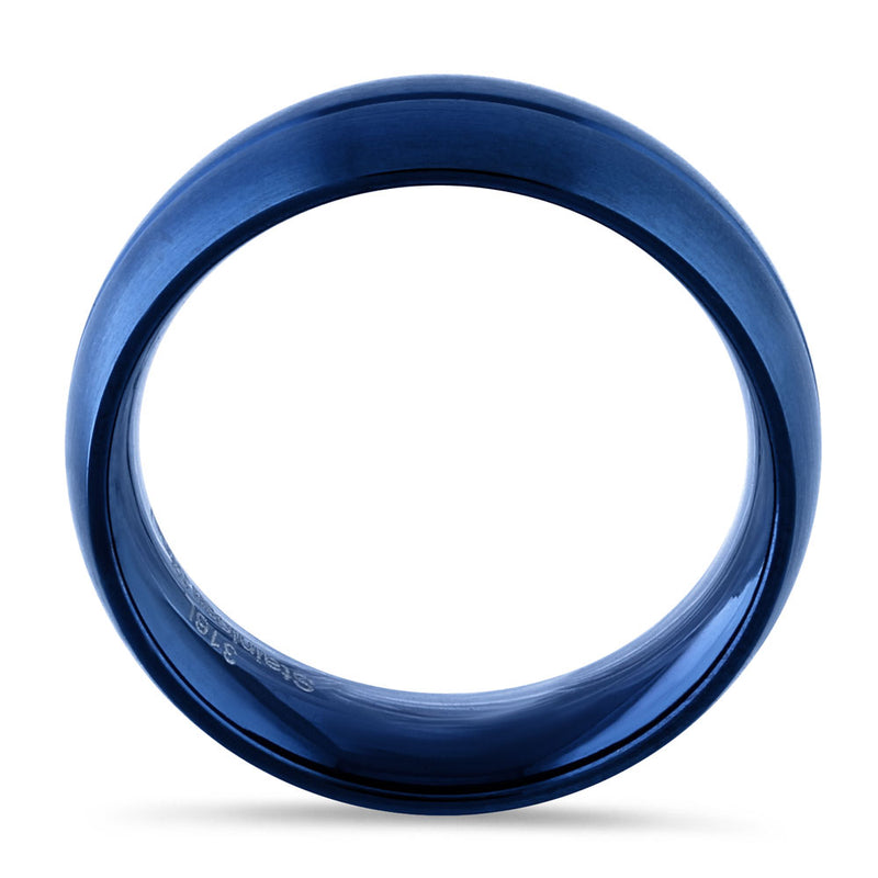 Blue Stainless Steel Blue Plated Groove Band Ring