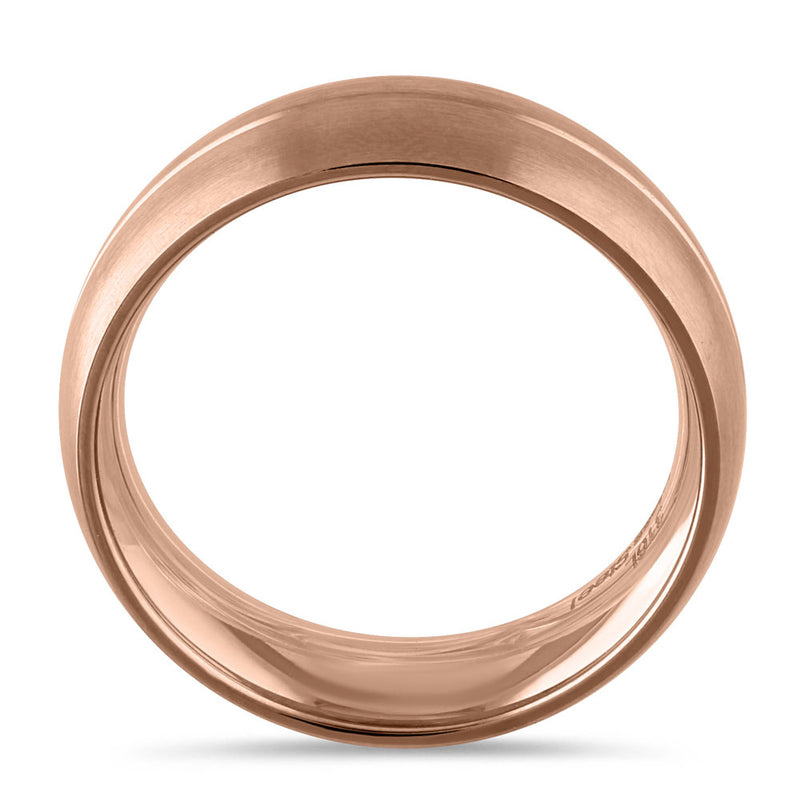 Stainless Steel Rose Gold Plated Groove Band Ring