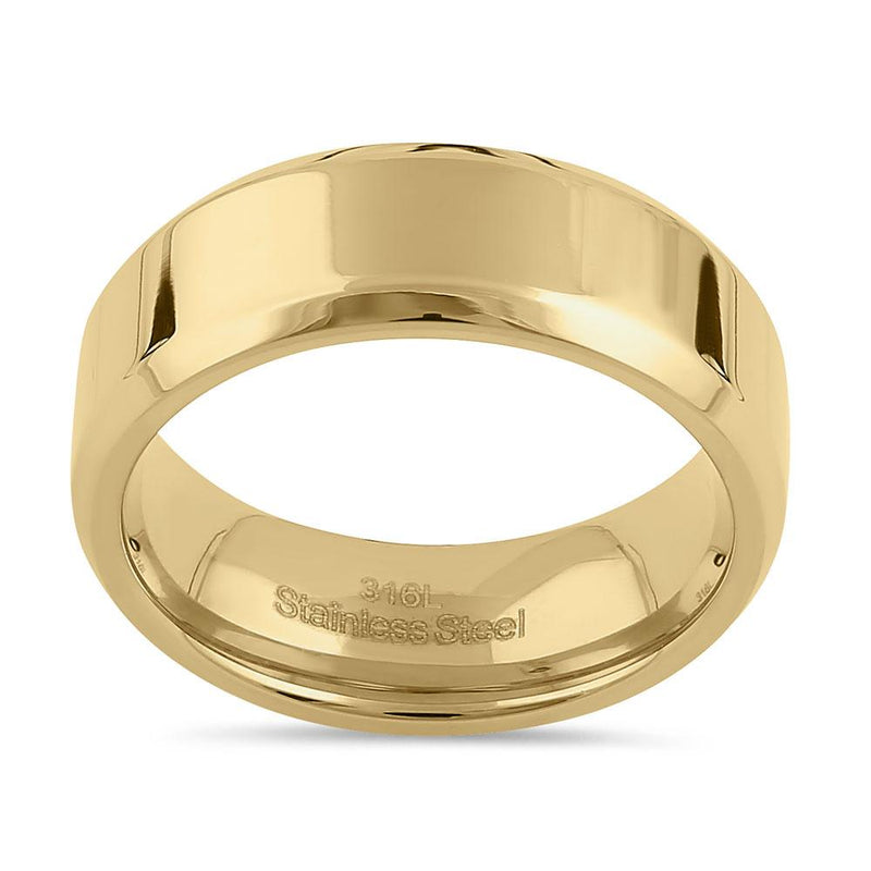 Stainless Steel 7mm Yellow Gold High Polish Band Ring