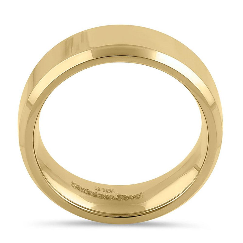 Stainless Steel 7mm Yellow Gold High Polish Band Ring