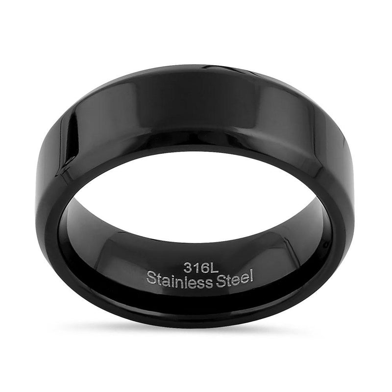 Stainless Steel 7mm Black High Polish Band Ring
