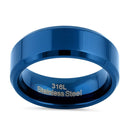 Stainless Steel 7mm Blue High Polish Band Ring