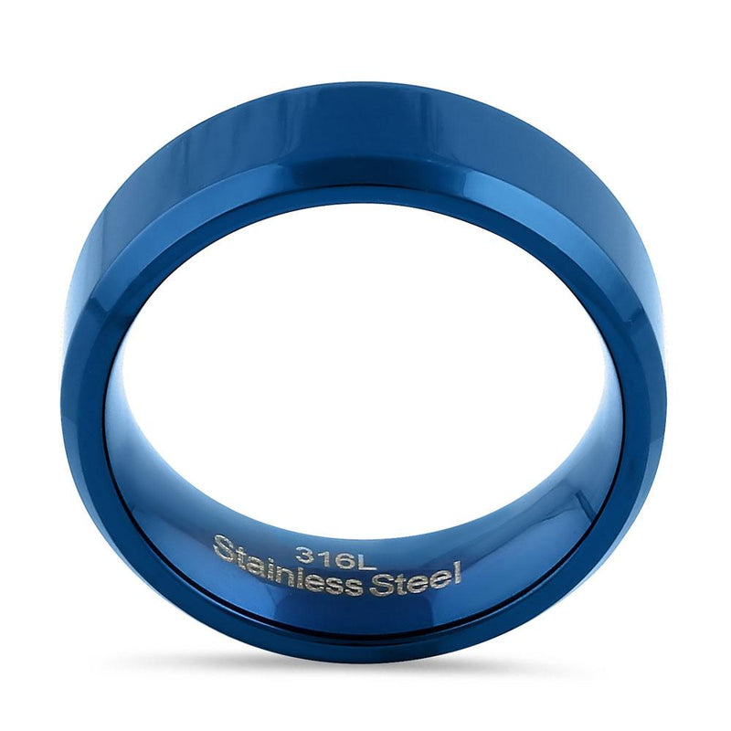 Stainless Steel 7mm Blue High Polish Band Ring