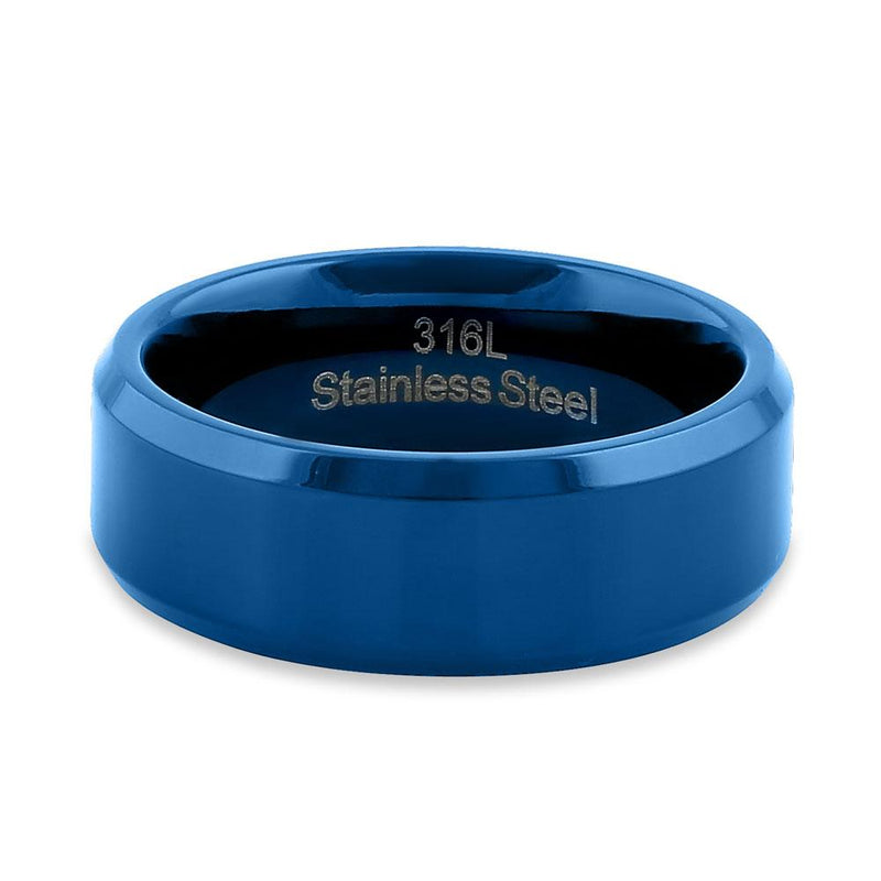 Stainless Steel 7mm Blue High Polish Band Ring