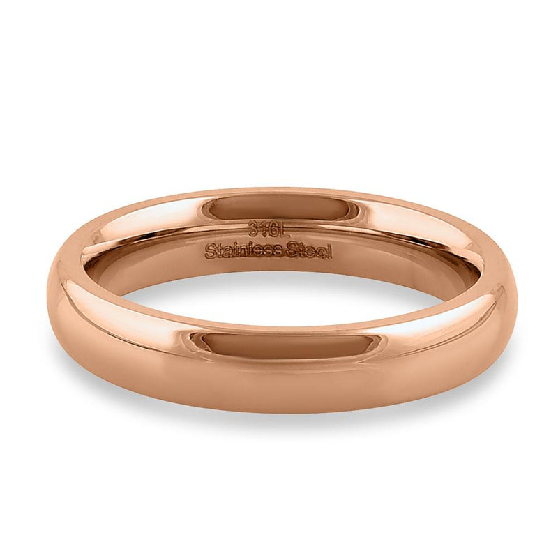 Stainless Steel 4mm Rose Gold High Polish Band Ring