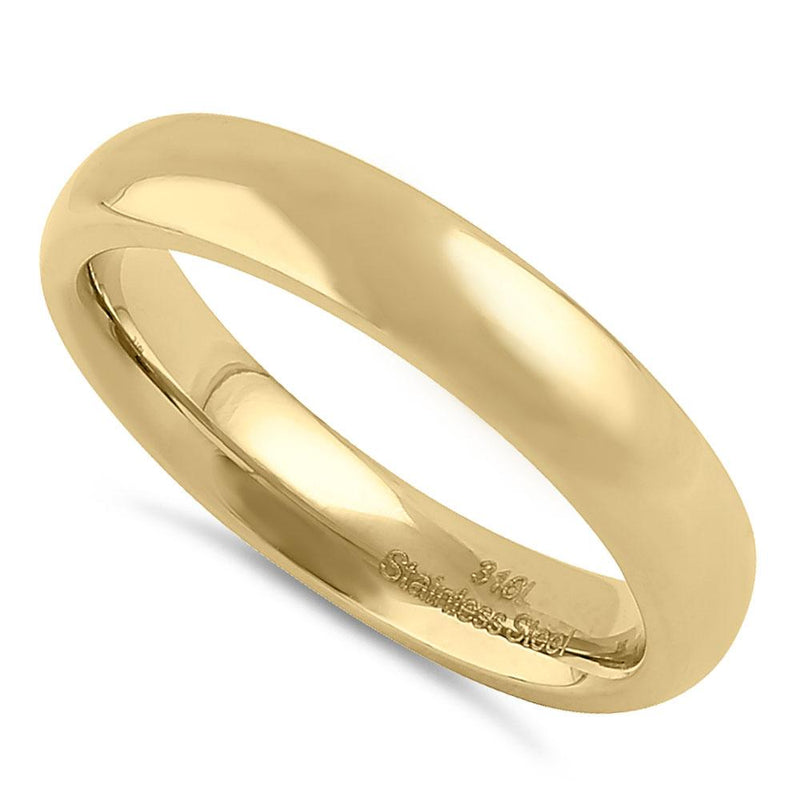 Stainless Steel 4mm Yellow Gold High Polish Band Ring