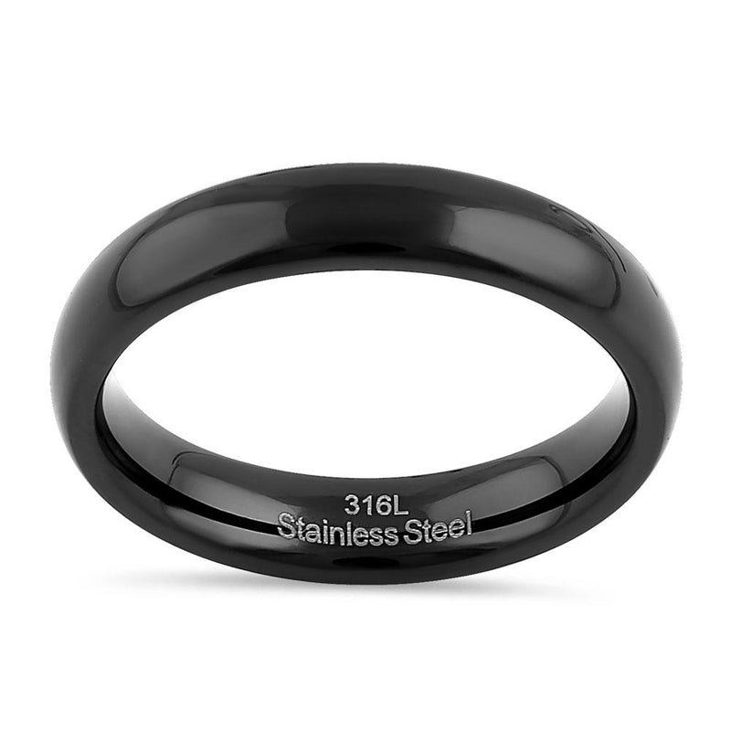 Stainless Steel 4mm Black High Polish Band Ring