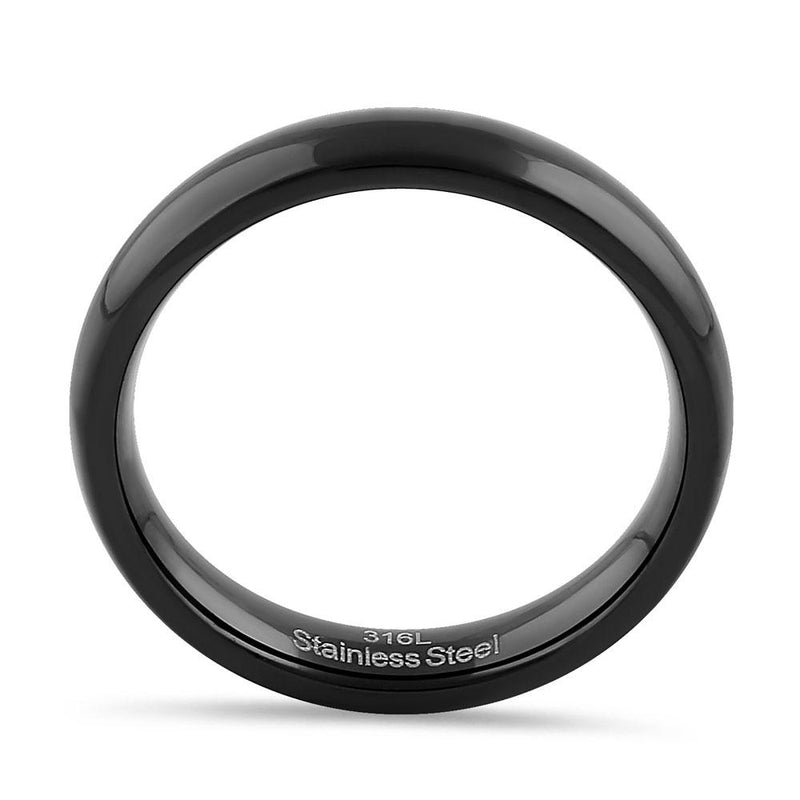 Stainless Steel 4mm Black High Polish Band Ring