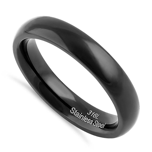 Stainless Steel 4mm Black High Polish Band Ring