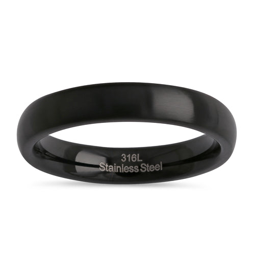 Stainless Steel 4mm Black Brushed Wedding Band Ring