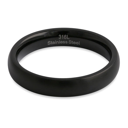 Stainless Steel 4mm Black Brushed Wedding Band Ring