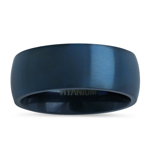 Titanium Blue 8mm Brushed Band Ring