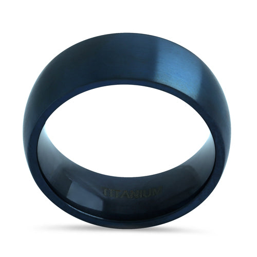 Titanium Blue 8mm Brushed Band Ring