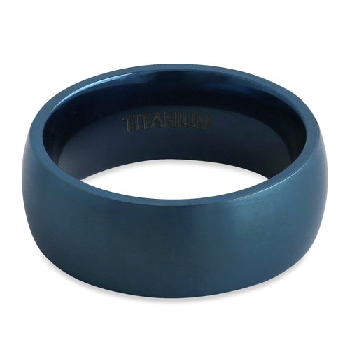 Titanium Blue 8mm Brushed Band Ring