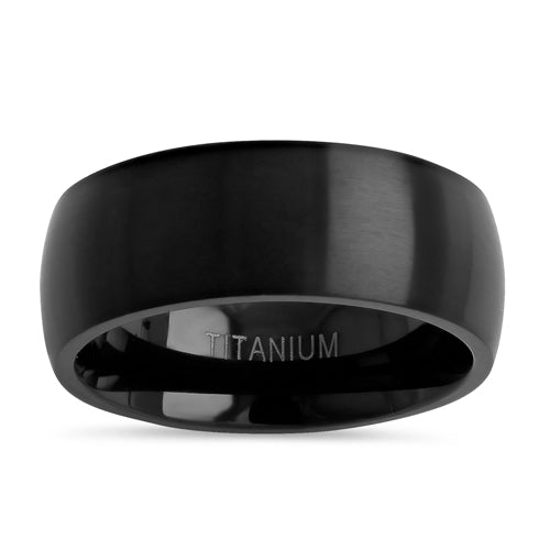 Titanium Black 8mm Brushed Band Ring