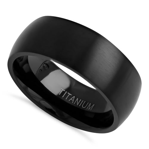 Titanium Black 8mm Brushed Band Ring