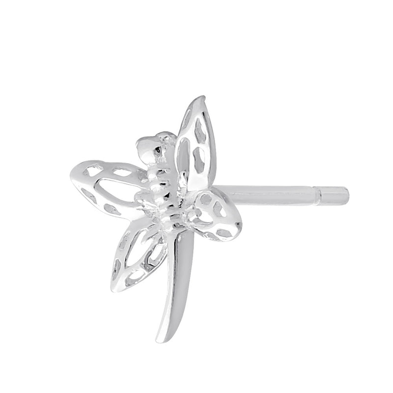 Sterling Silver Flying Dragonfly Stud Earrings