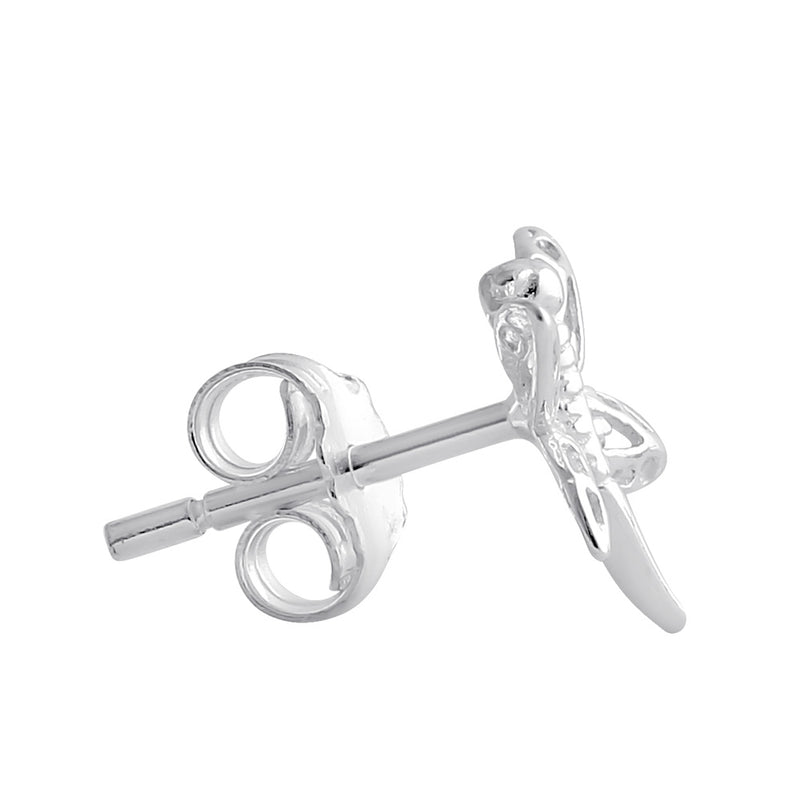 Sterling Silver Flying Dragonfly Stud Earrings