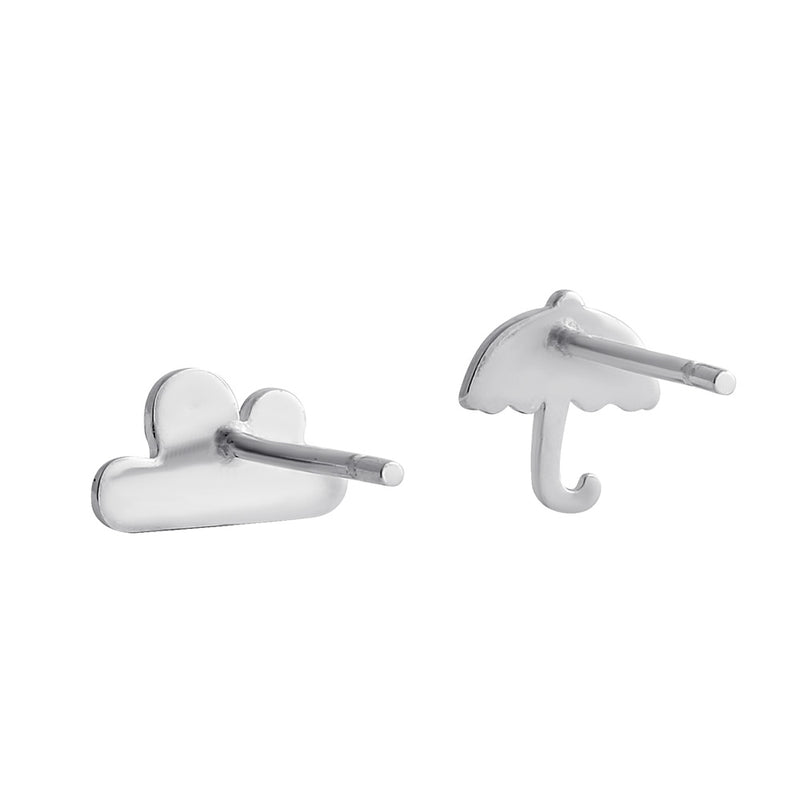 Sterling Silver Rainy Day Cloud and Umbrella Stud Earrings