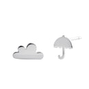 Sterling Silver Rainy Day Cloud and Umbrella Stud Earrings