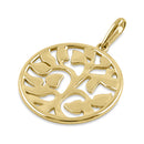 Solid 14K Yellow Gold Round Tree of Life Pendant