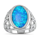 Sterling Silver Extravagant Blue Lab Opal Swirl Ring