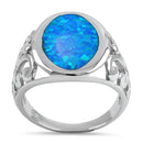 Sterling Silver Extravagant Blue Lab Opal Swirl Ring