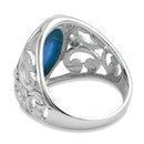 Sterling Silver Extravagant Blue Lab Opal Swirl Ring