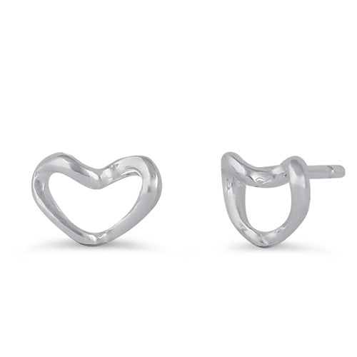 Sterling Silver Curved Heart Earrings