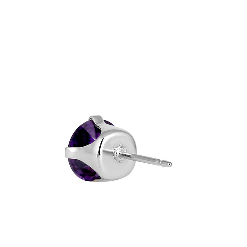 0.5ct Sterling Silver Round Amethyst CZ Stud Earrings 4mm