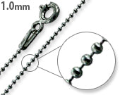 Black Rhodium Sterling Silver Bead Chain 1.0MM