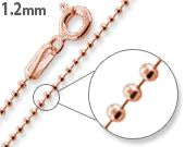 14K Rose Gold Plated Sterling Silver Bead Chain 1.2MM