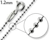 Rhodium Sterling Silver Bead Chain 1.2MM