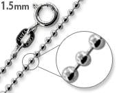 Rhodium Sterling Silver Bead Chain 1.5MM