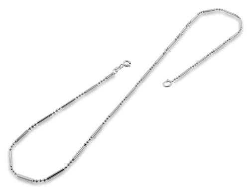 Sterling Silver Bar & 3 Beads Chain 1.2mm