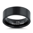 Black Stainless Steel 7mm Satin Finish Band Ring