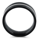Black Stainless Steel 6.5mm Satin Finish Striped Band Ring