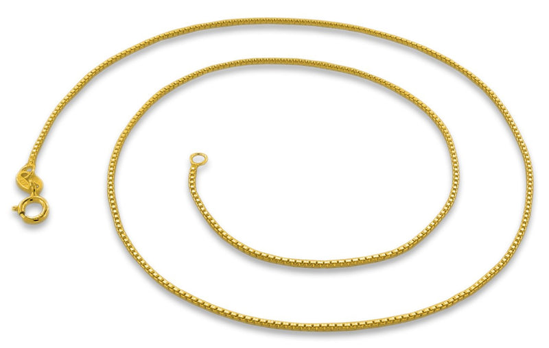 14K Gold Plated Sterling Silver Box Chain 0.85MM