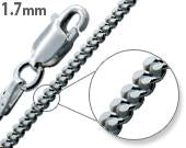 Rhodium Sterling Silver Curb Chain 1.7 MM