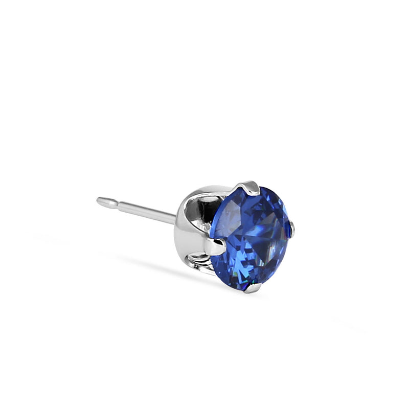 0.9ct Sterling Silver Round Blue Spinel CZ Stud Earrings 5mm