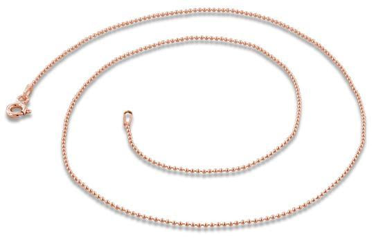 14K Rose Gold Plated Sterling Silver Bead Chain 1MM