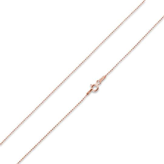 14K Rose Gold Plated Sterling Silver Bead DC Chain 1.0MM