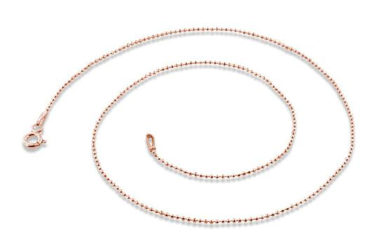 14K Rose Gold Plated Sterling Silver Bead DC Chain 1.0MM