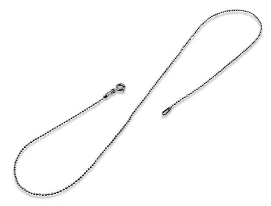 Black Rhodium Sterling Silver Bead DC Chain 1.0MM